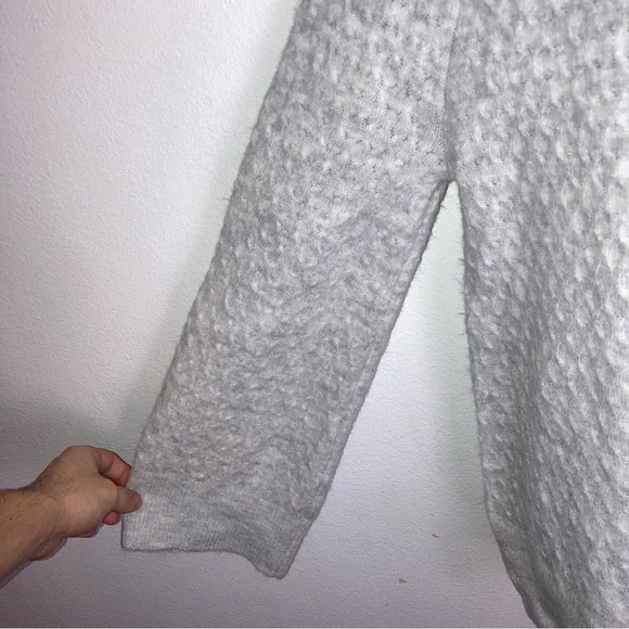 Loft  textured grey mock neck sweater - Picture 2 of 4